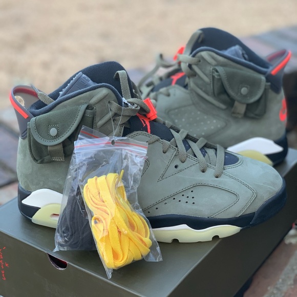 Travis Scott x Air Jordan 6 Retro Sneakers | Men's | Olive Green - Picture 2 of 3